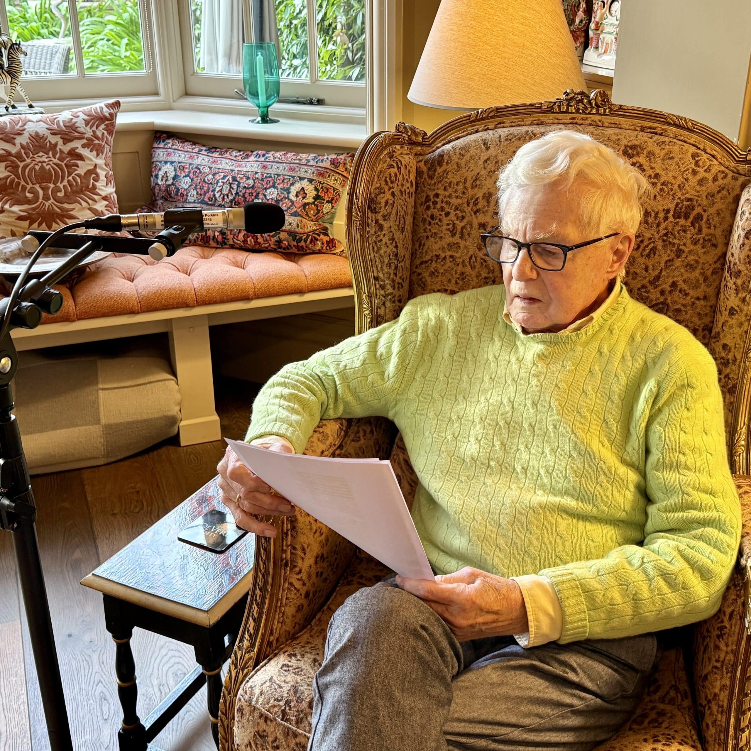 Sir Derek Jacobi in the 'Wylde Britain' recording session. Photo by Laurence Perkins.